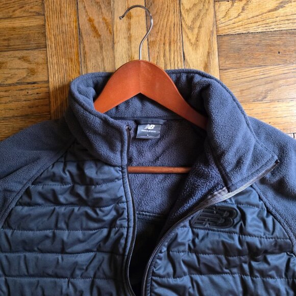 New Balance Men's Fleece Full Zip Jacket Zip Quilted L Large Gray - Picture 3 of 7